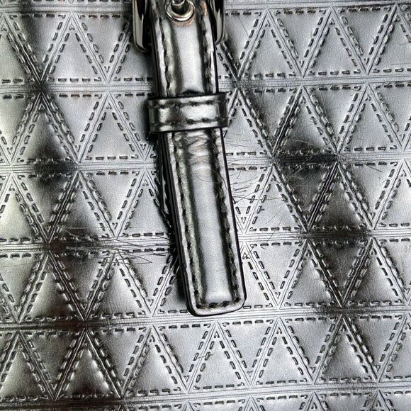 Michael Kors Voyageur Specchio Medium Top Zip Tote Bag Gunmetal Silver Metallic - Picture 13 of 16